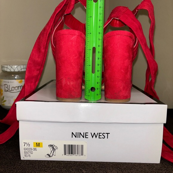 Sexy red sandals with tie; sleek & sassy; cute & comfortable. - Picture 3 of 14